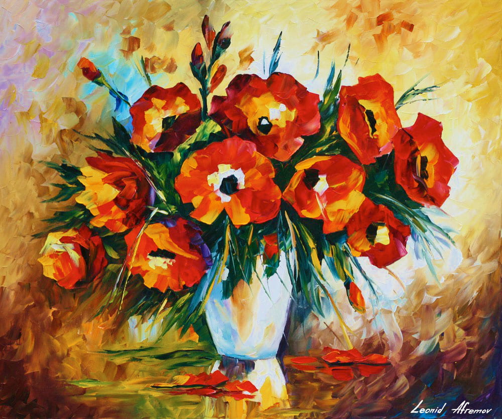 Flori rosii, de Leonid Afremov